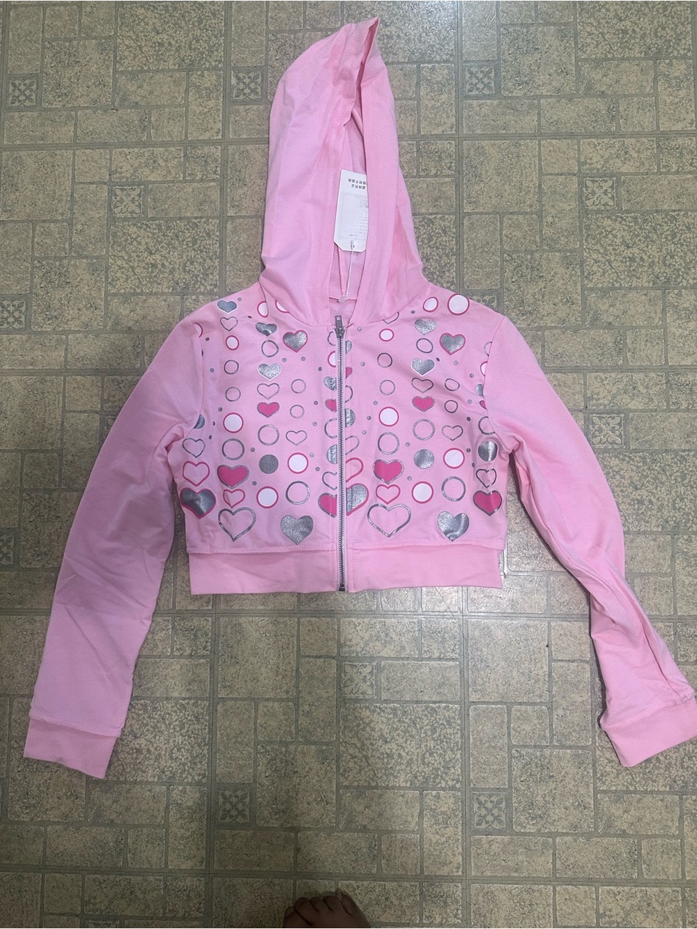 Girls' Pink Heart Zip-Up Hoodie Jacket